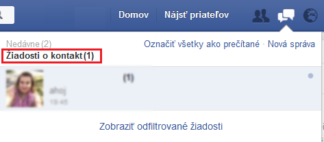 Facebook - žiadosti o kontakt
