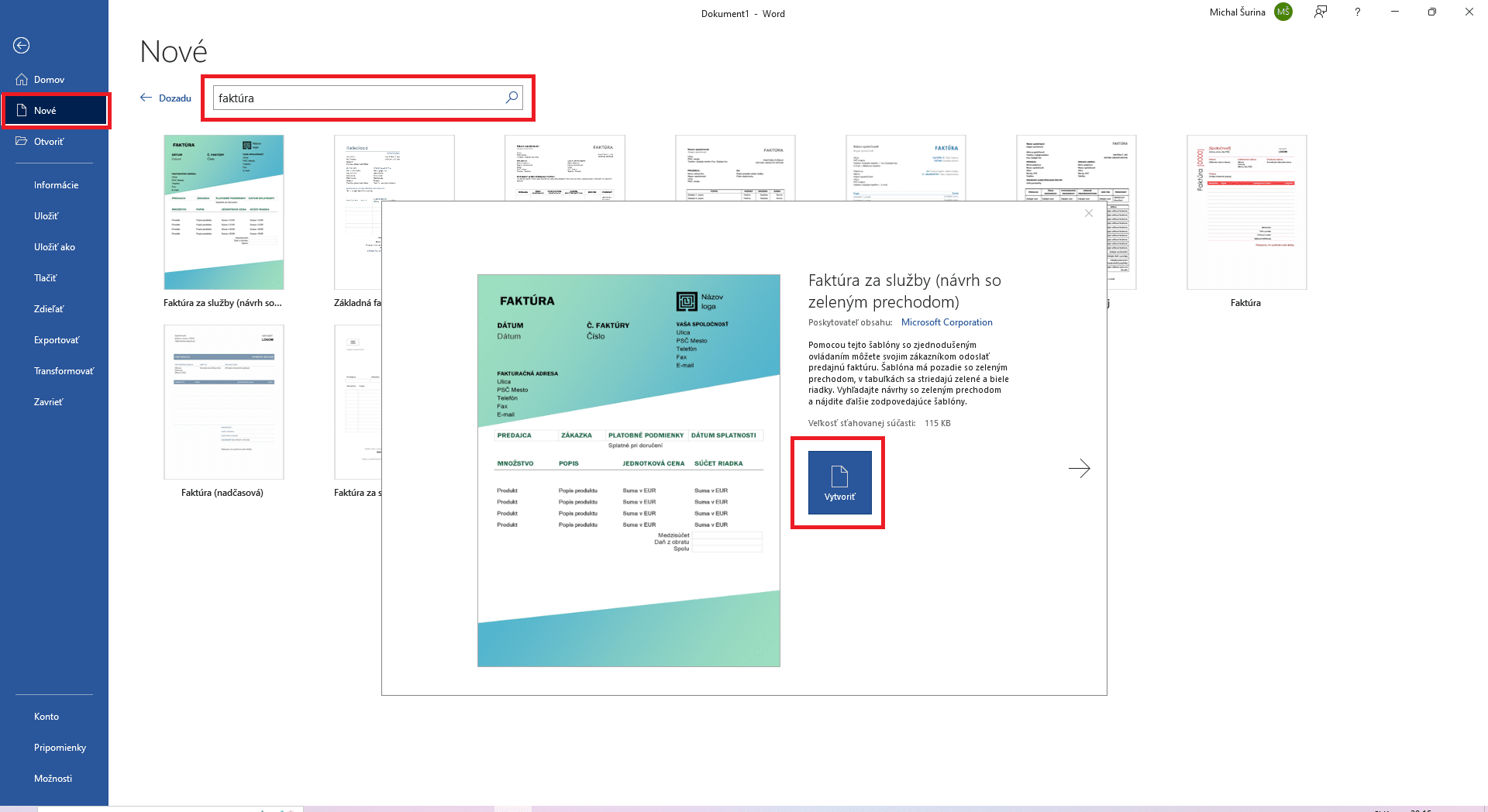 Faktúra priamo vo Worde